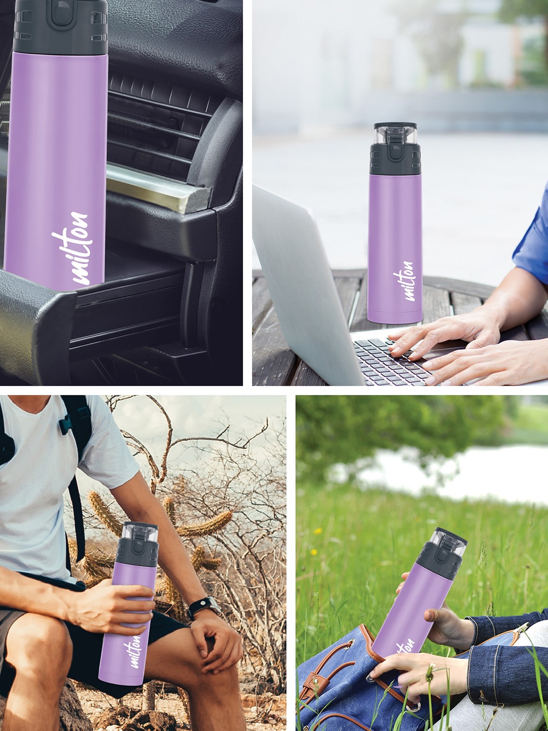 

Milton Atlantis 400 Purple Leak Proof Thermosteel Insulated Water Bottle 350ml