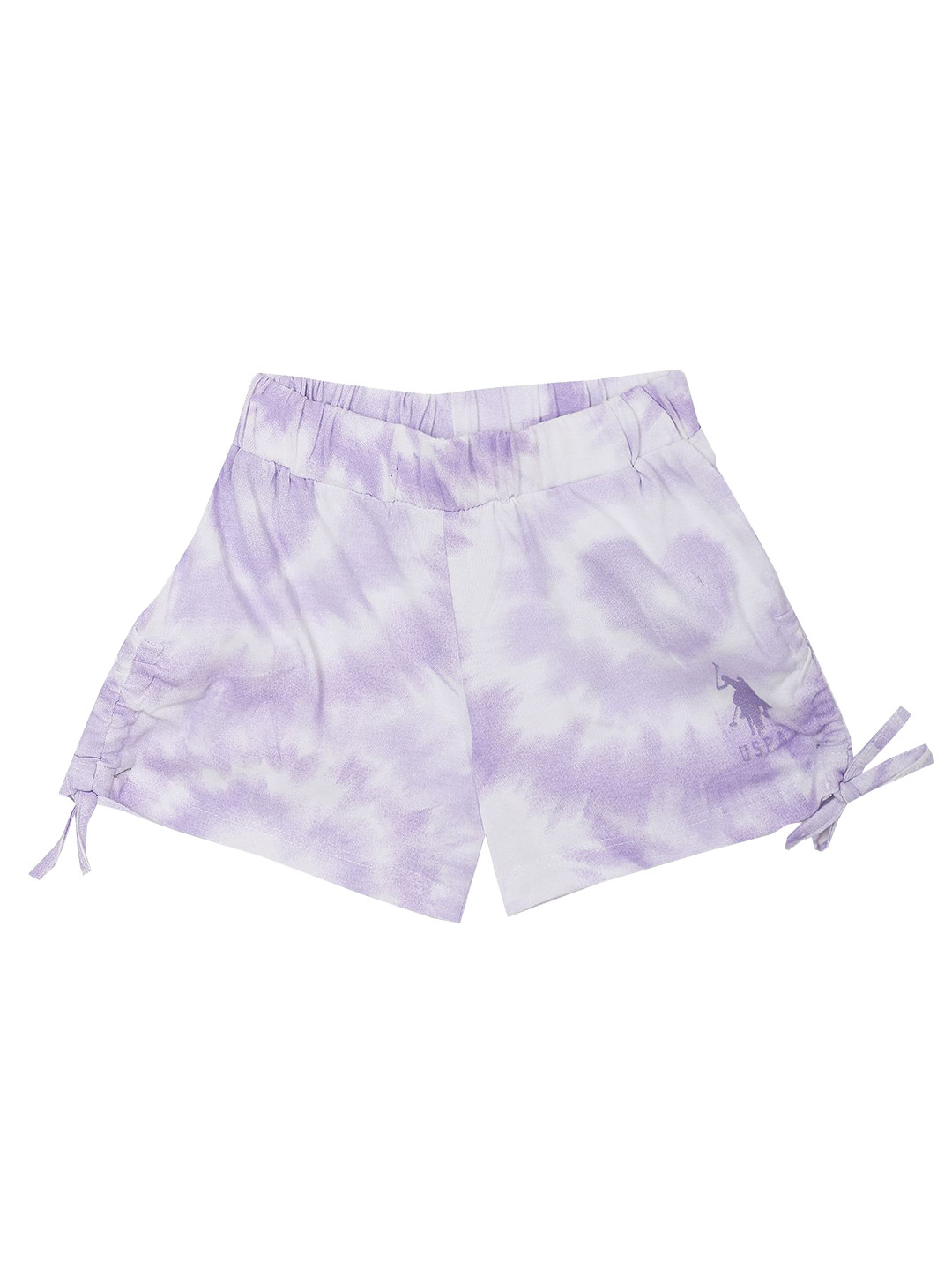 

U.S. Polo Assn. Kids Girls Rouched Tie-Die Printed Shorts, Purple