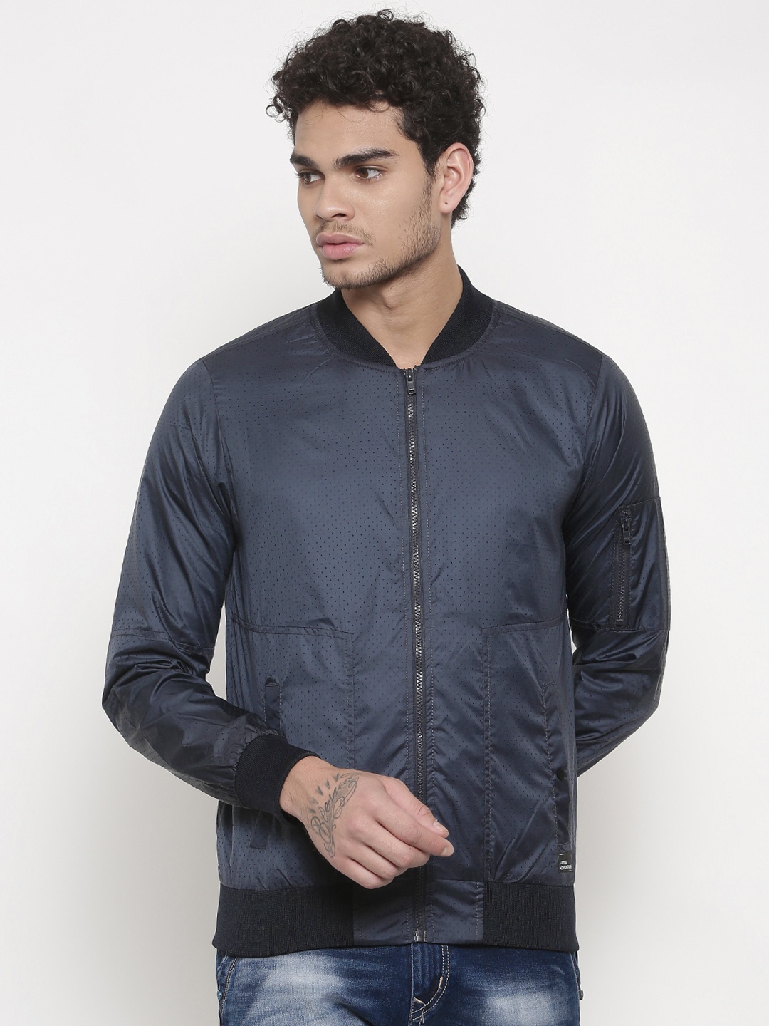 

Status Quo Men Navy Solid Bomber, Navy blue