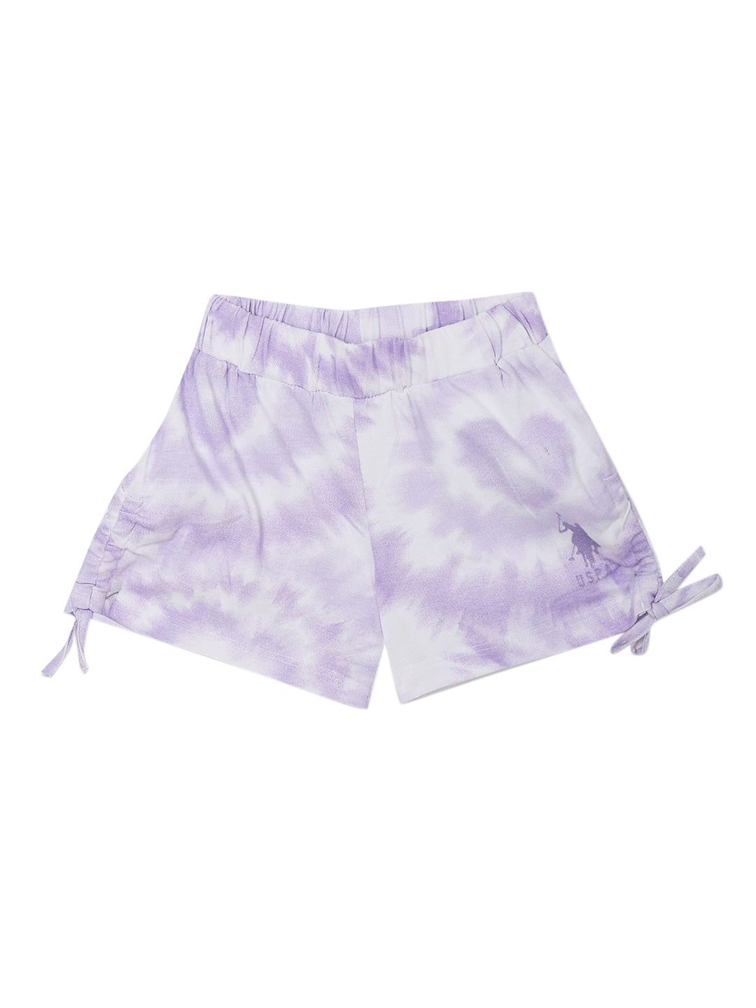 

U.S. Polo Assn. Kids Girls Rouched Tie & Dye Printed Shorts, Purple