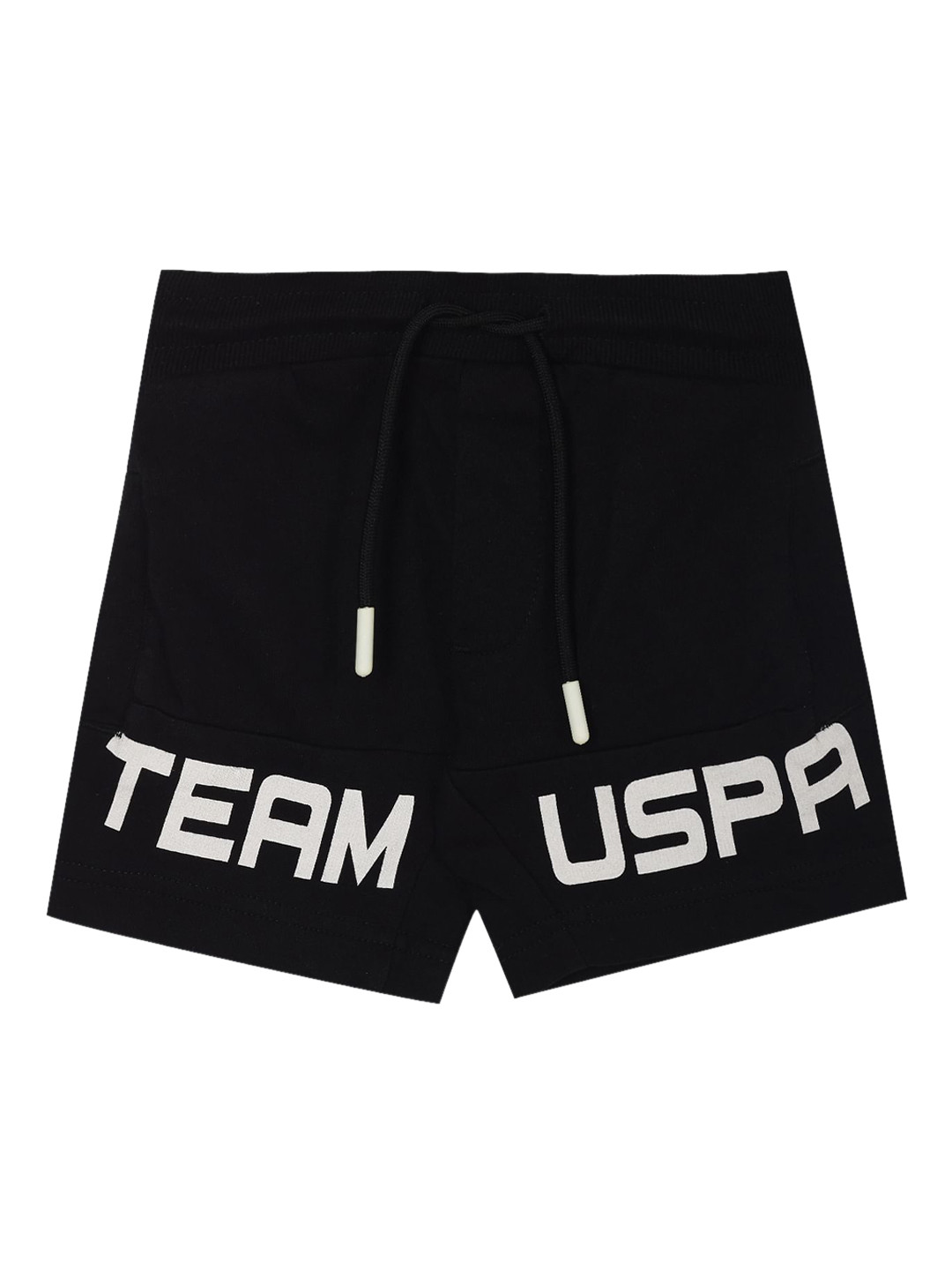 

U.S. Polo Assn. Kids Boys Typography Printed Cotton Mid-Rise Regular Fit Shorts, Black