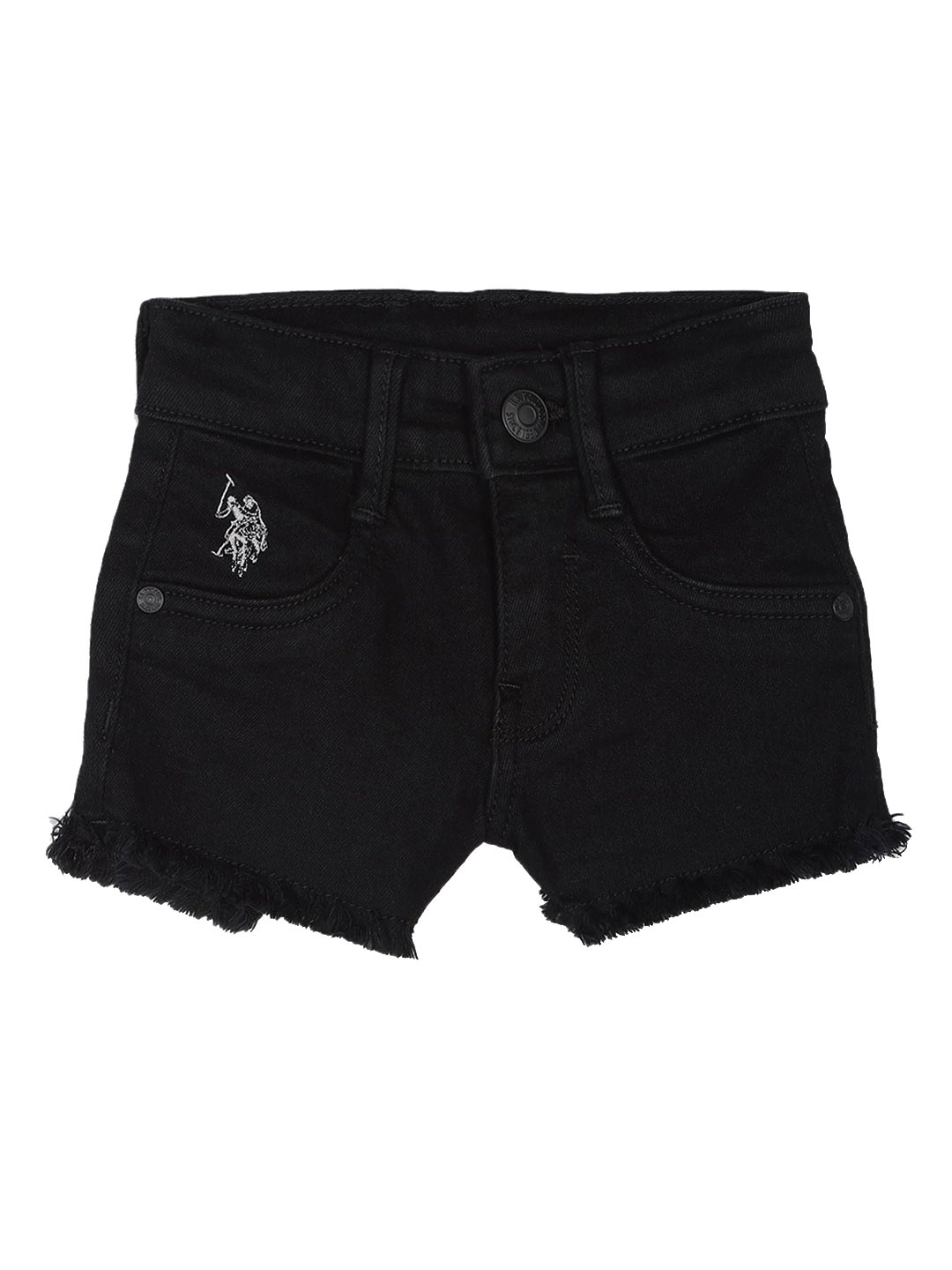 

U.S. Polo Assn. Kids Girls Mid-Rise Denim Shorts, Black