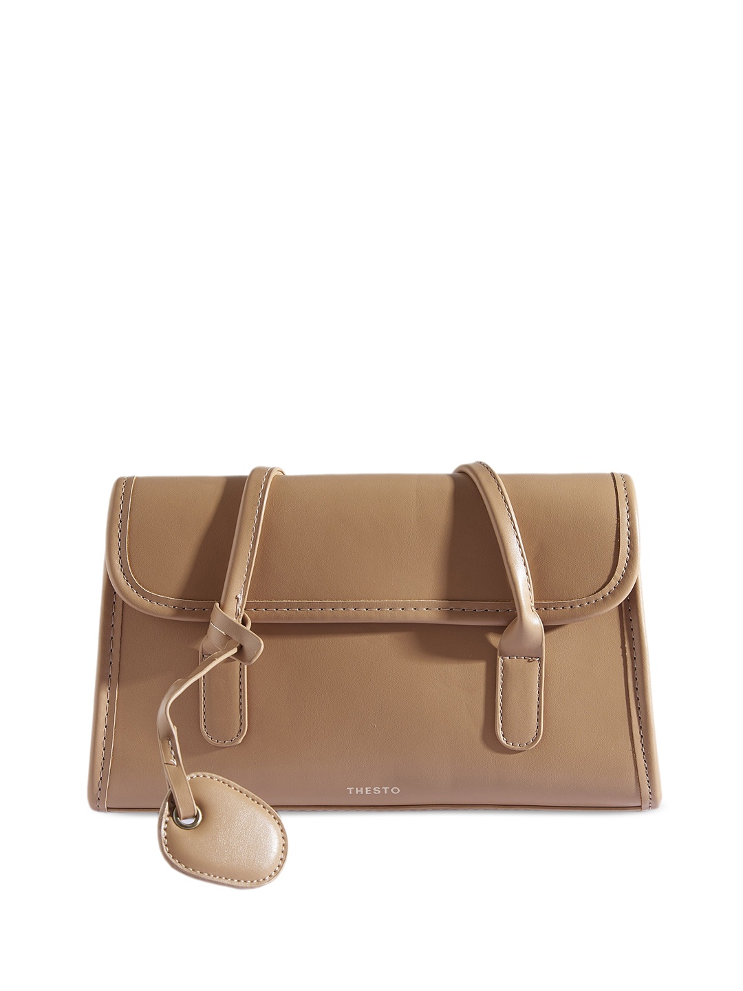 

THESTO Two Handles Single Compartment Structured Shoulder Bag, Brown