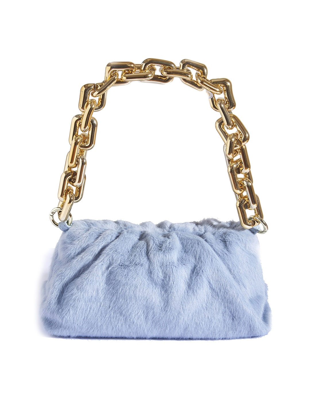 

THESTO Metal Chain Textured Structured Handheld Bag, Blue