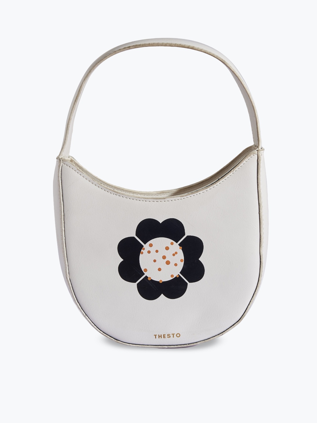 

THESTO Floral Printed Structured Handheld Bag, White