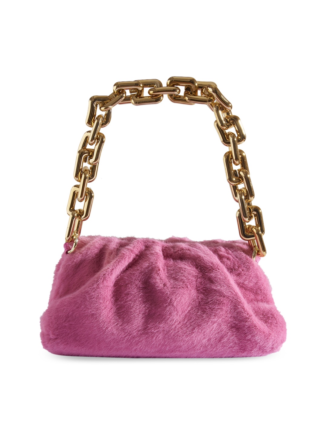 

THESTO Metal Chain Textured Structured Handheld Bag, Pink