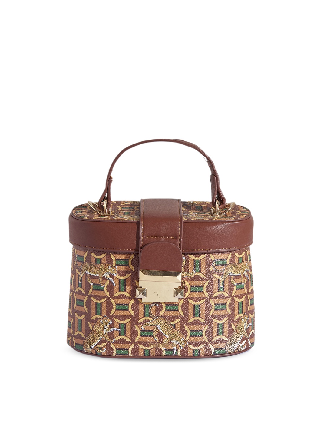 

THESTO Abstract Printed Structured Handheld Bag, Brown