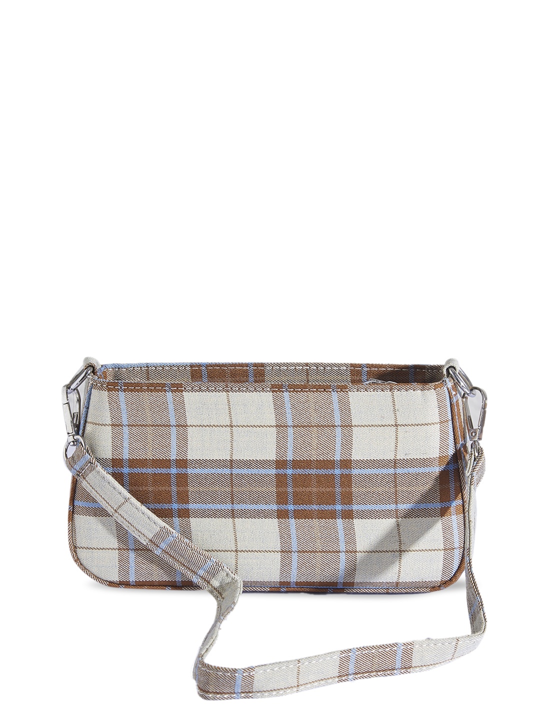 

THESTO Checked Structured Handheld Bag, Brown