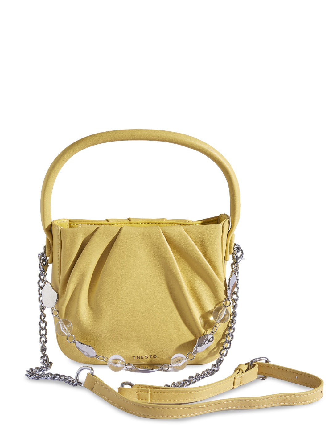 

THESTO Textured Structured Sling Bag, Yellow