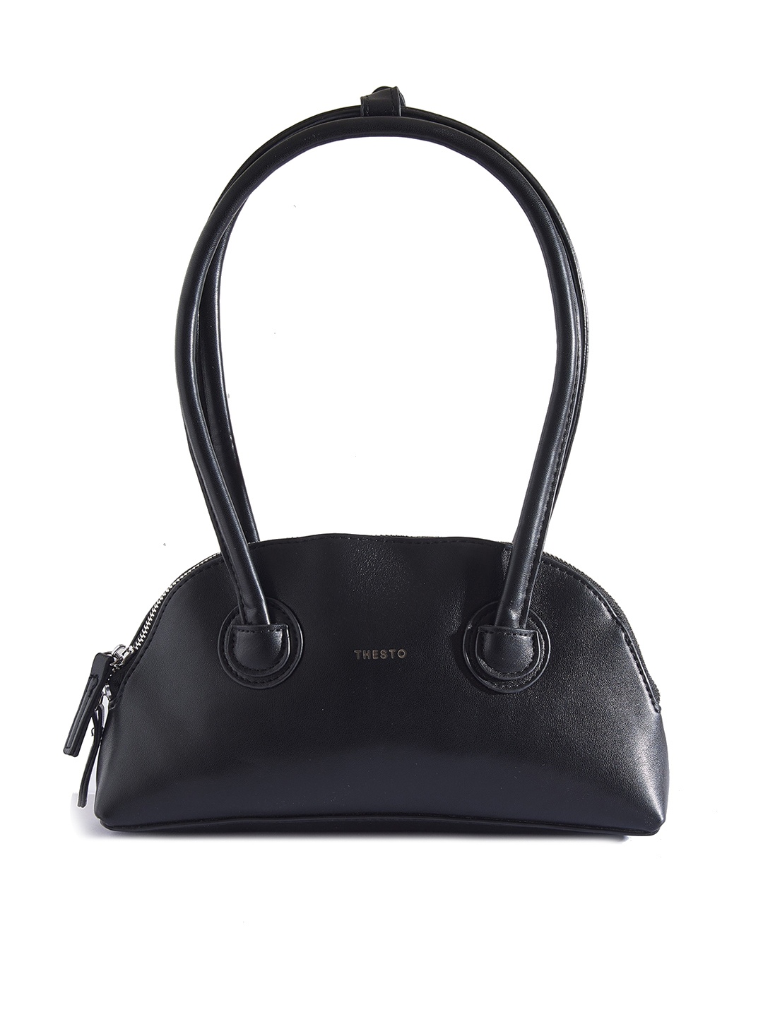 

THESTO Textured Structured Shoulder Bag, Black
