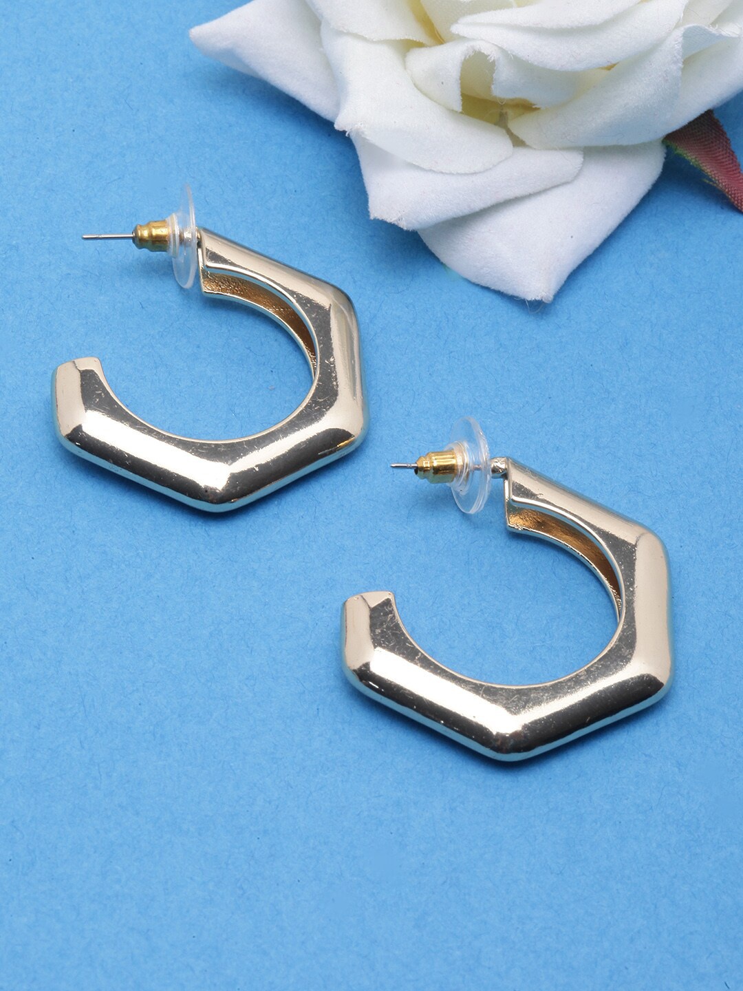 

DIVA WALK Gold-Plated Contemporary Half Hoop Earrings