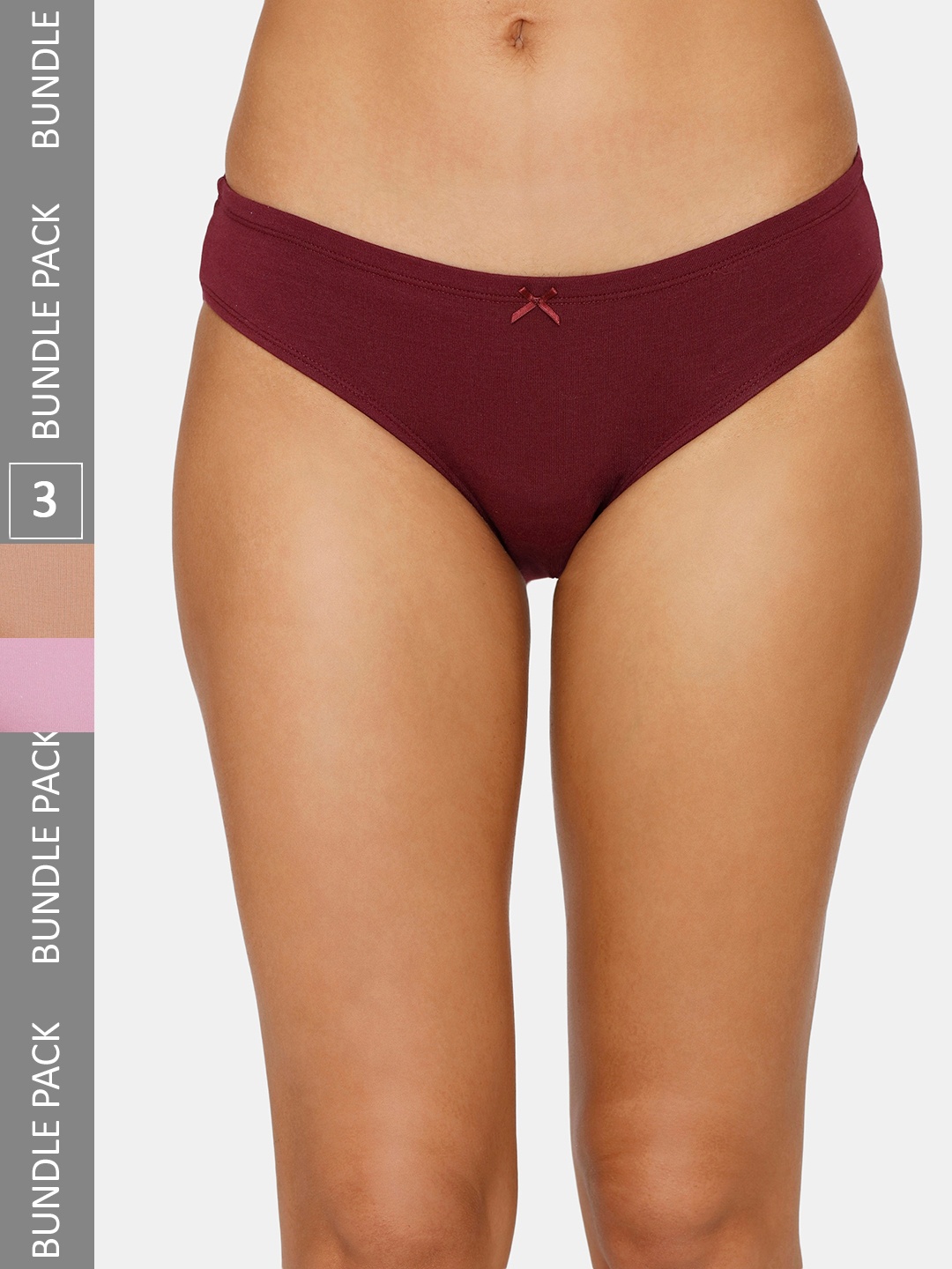 

Zivame Women Pack Of 3 Assorted Low-Rise Pure Cotton Bikini Briefs