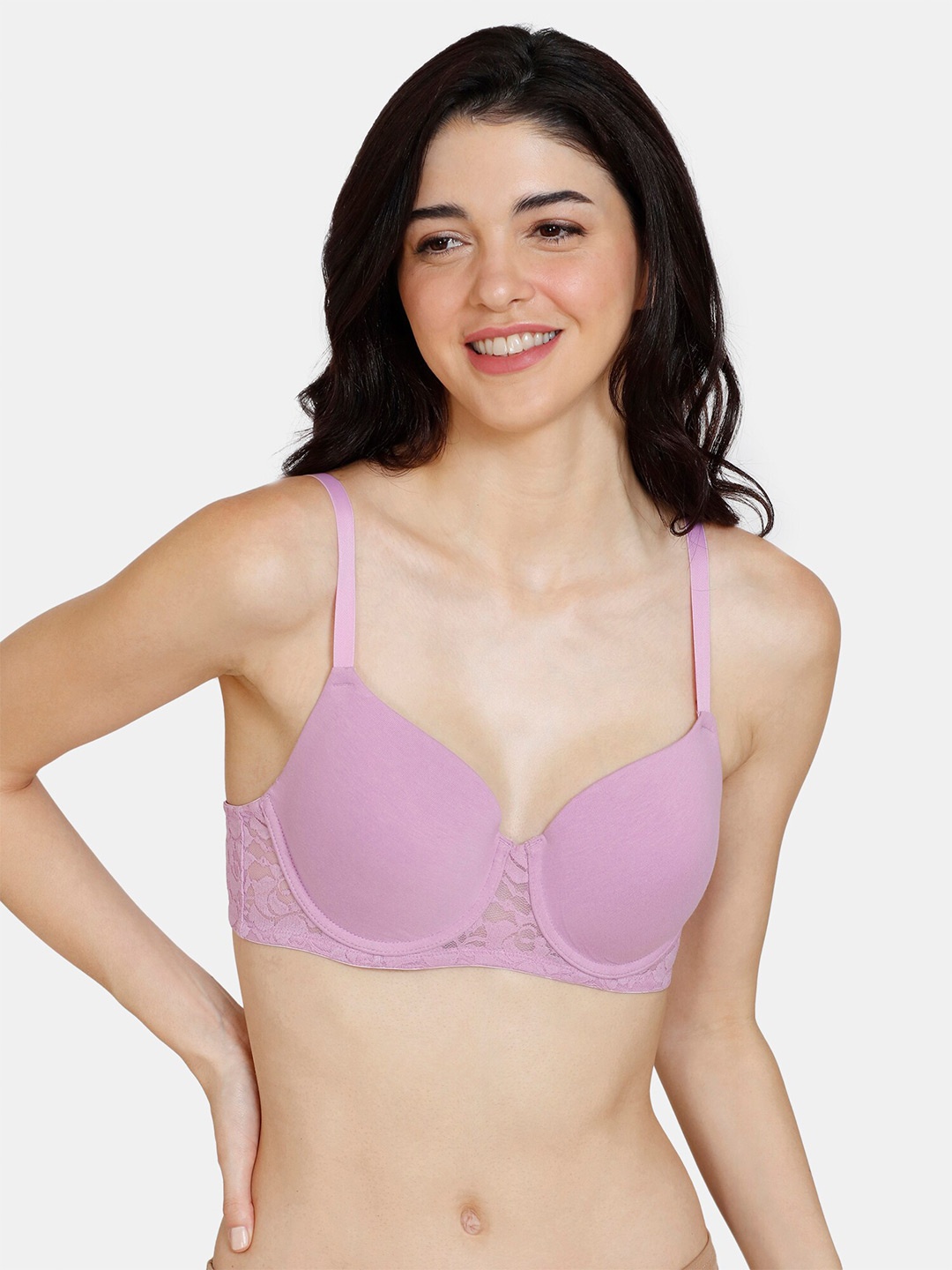 

Zivame Underwired Lightly Padded Seamless T-shirt Bra, Purple