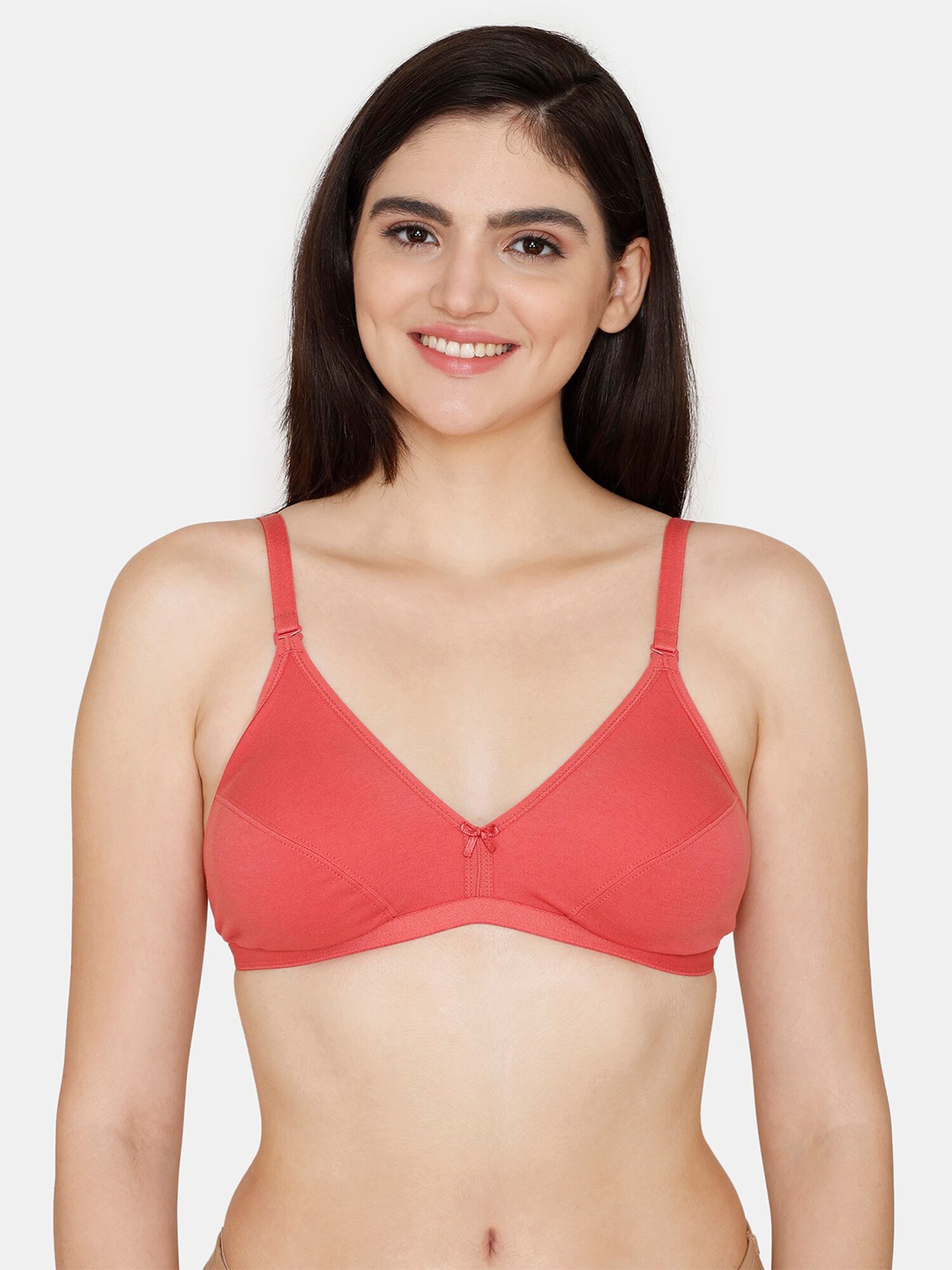 

Zivame Non Padded Non-Wired Cut and Sew Everyday Bra, Coral