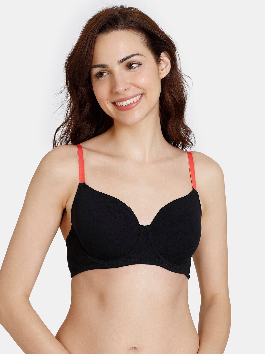 

Zivame Underwired Lightly Padded Seamless T-shirt Bra, Black