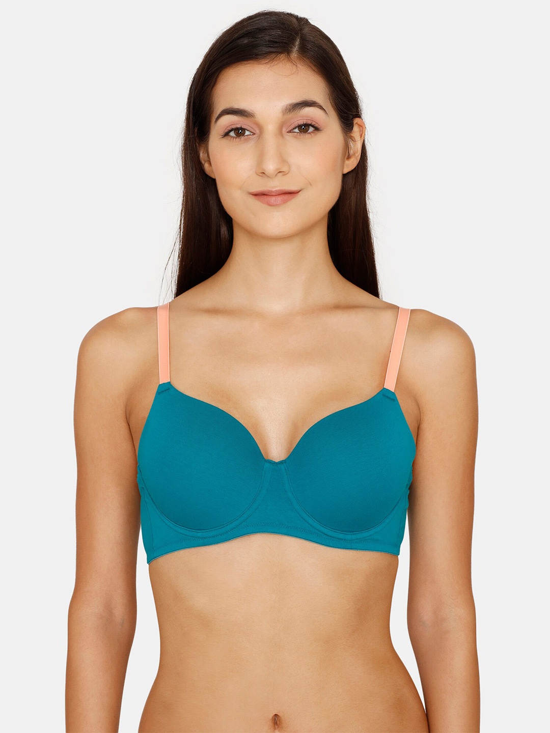 

Zivame Underwired Lightly Padded Seamless T-shirt Bra, Teal
