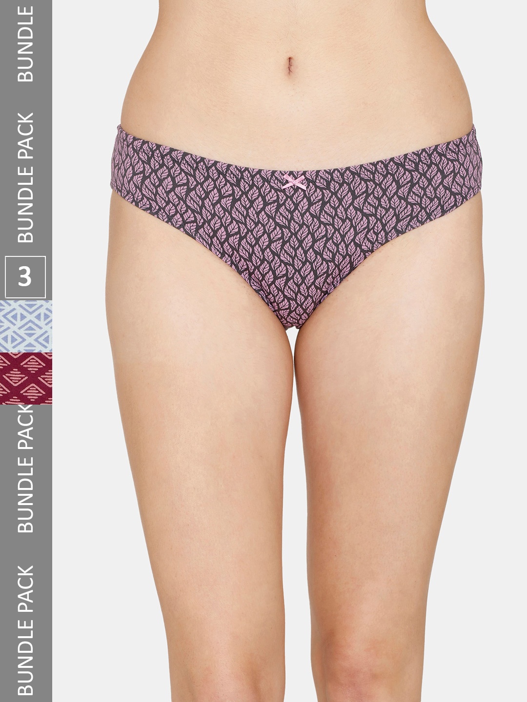 

Zivame Women Pack Of 3 Low-Rise Assorted Bikini Briefs
