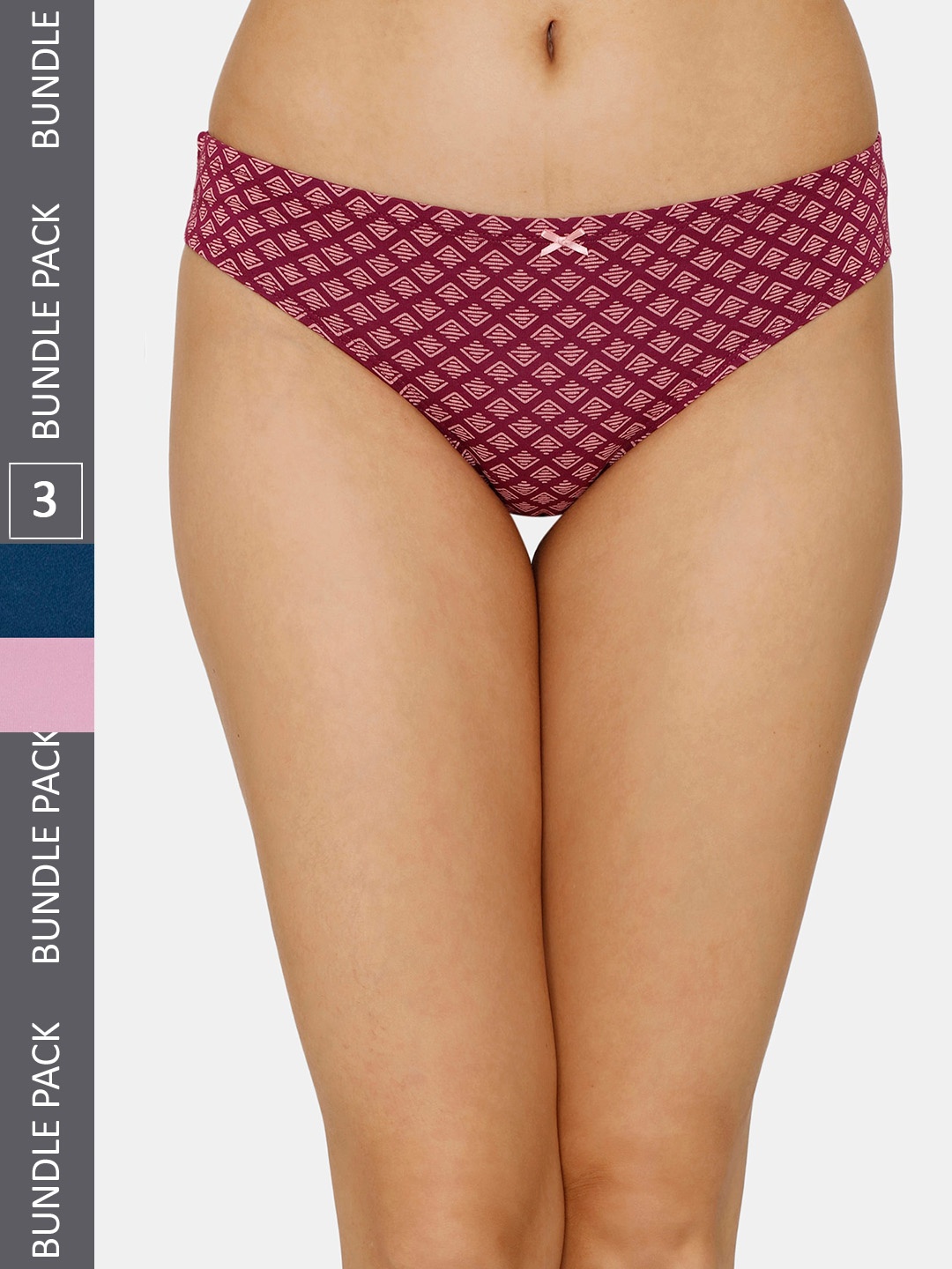 Zivame Pack Of 3 Low-Rise Bikini Briefs, Maroon