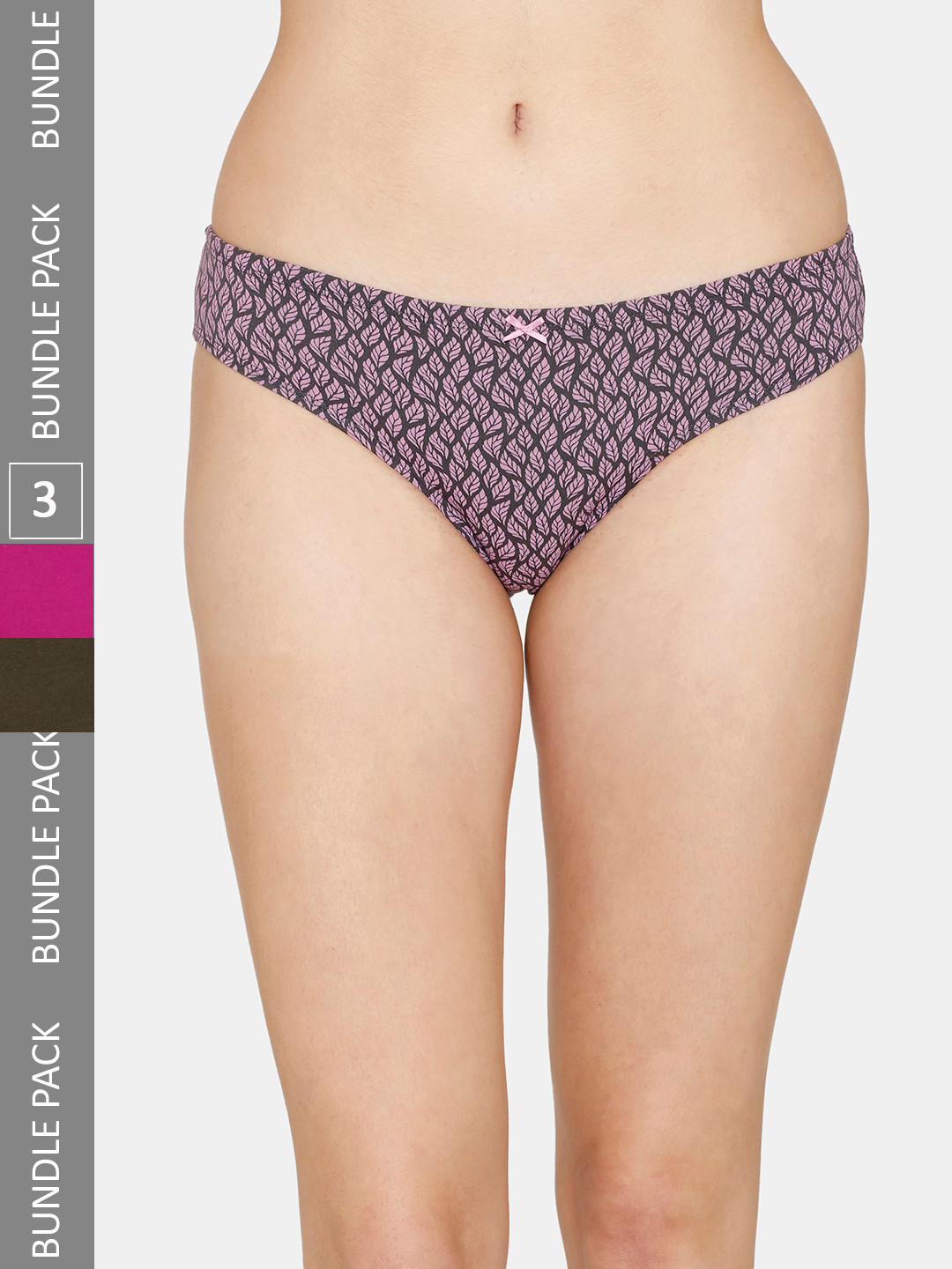 

Zivame Women Pack Of 3 Assorted Low-Rise Bikini Briefs