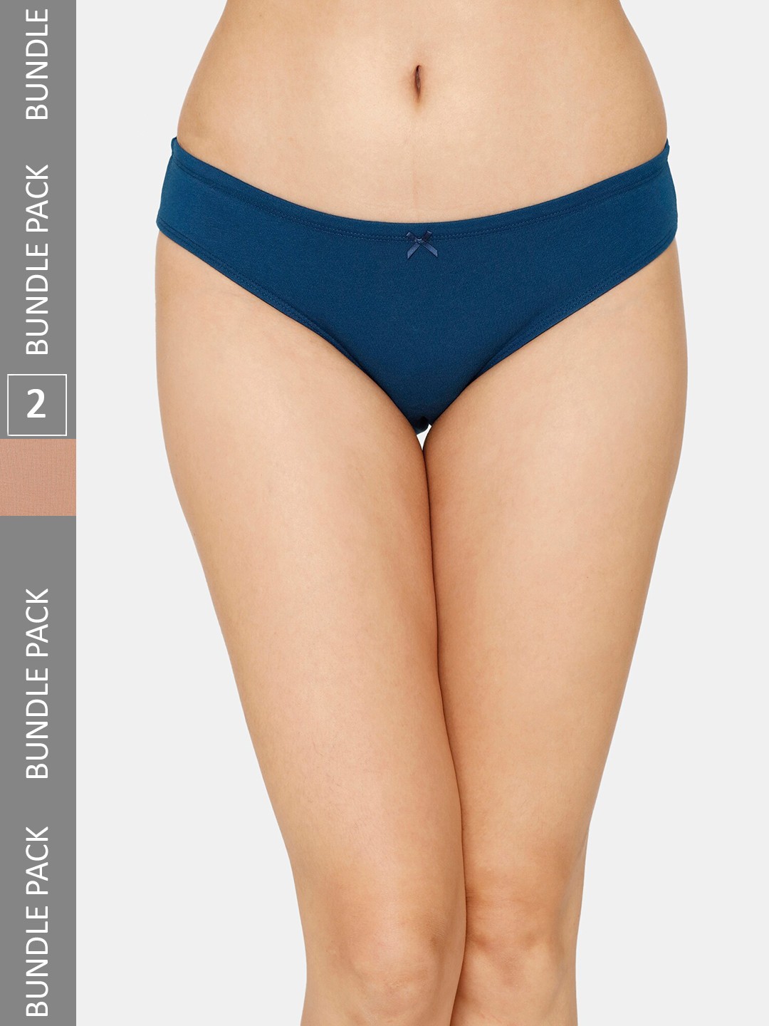 

Zivame Women Pack Of 2 Low-Rise Assorted Pure Cotton Bikini Briefs