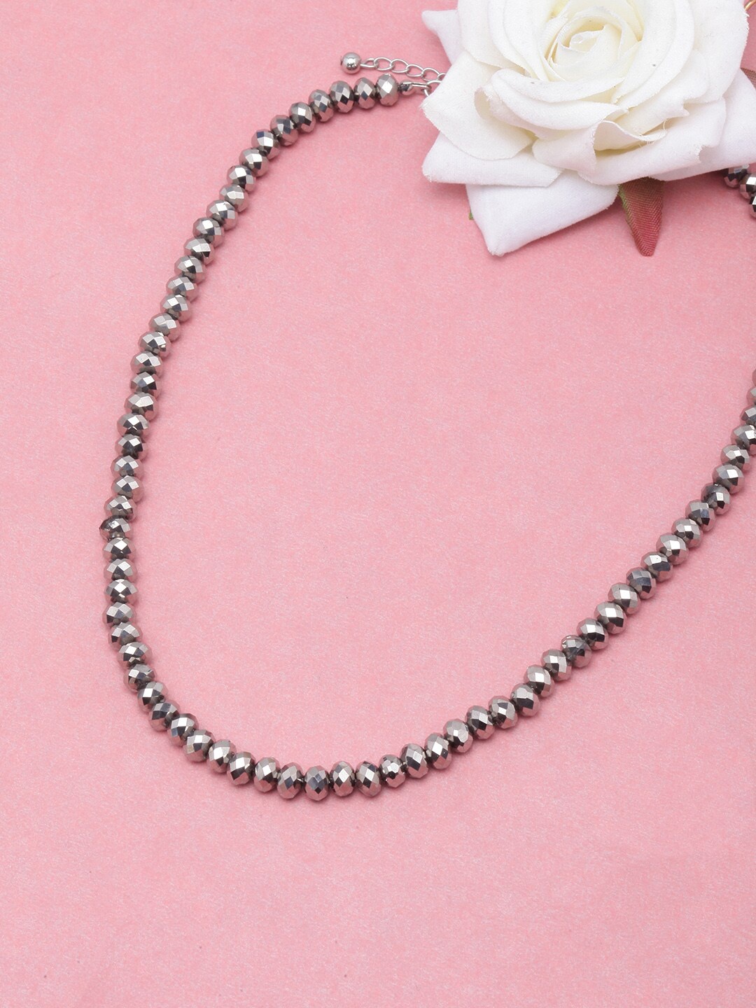

DIVA WALK Brass Silver-Plated Beaded Necklace