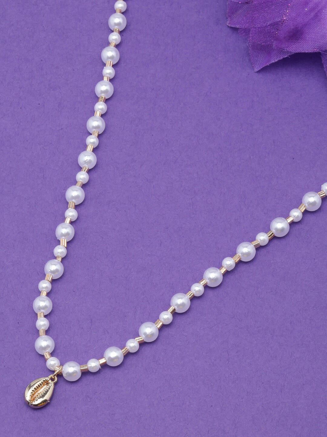 

DIVA WALK Gold-Toned & White Brass Gold-Plated Necklace