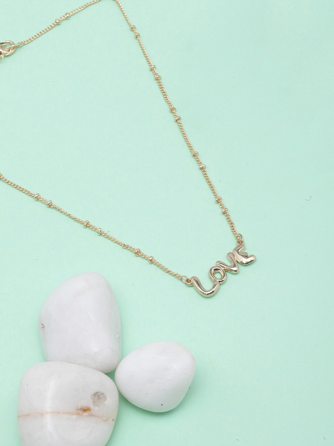 

DIVA WALK Brass Gold-Plated Alphabet Love Chain Necklace