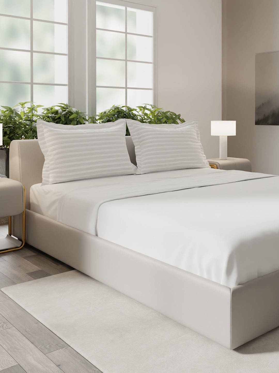 

Stoa Paris Classique White 2 Pieces Striped Satin Pillow Covers