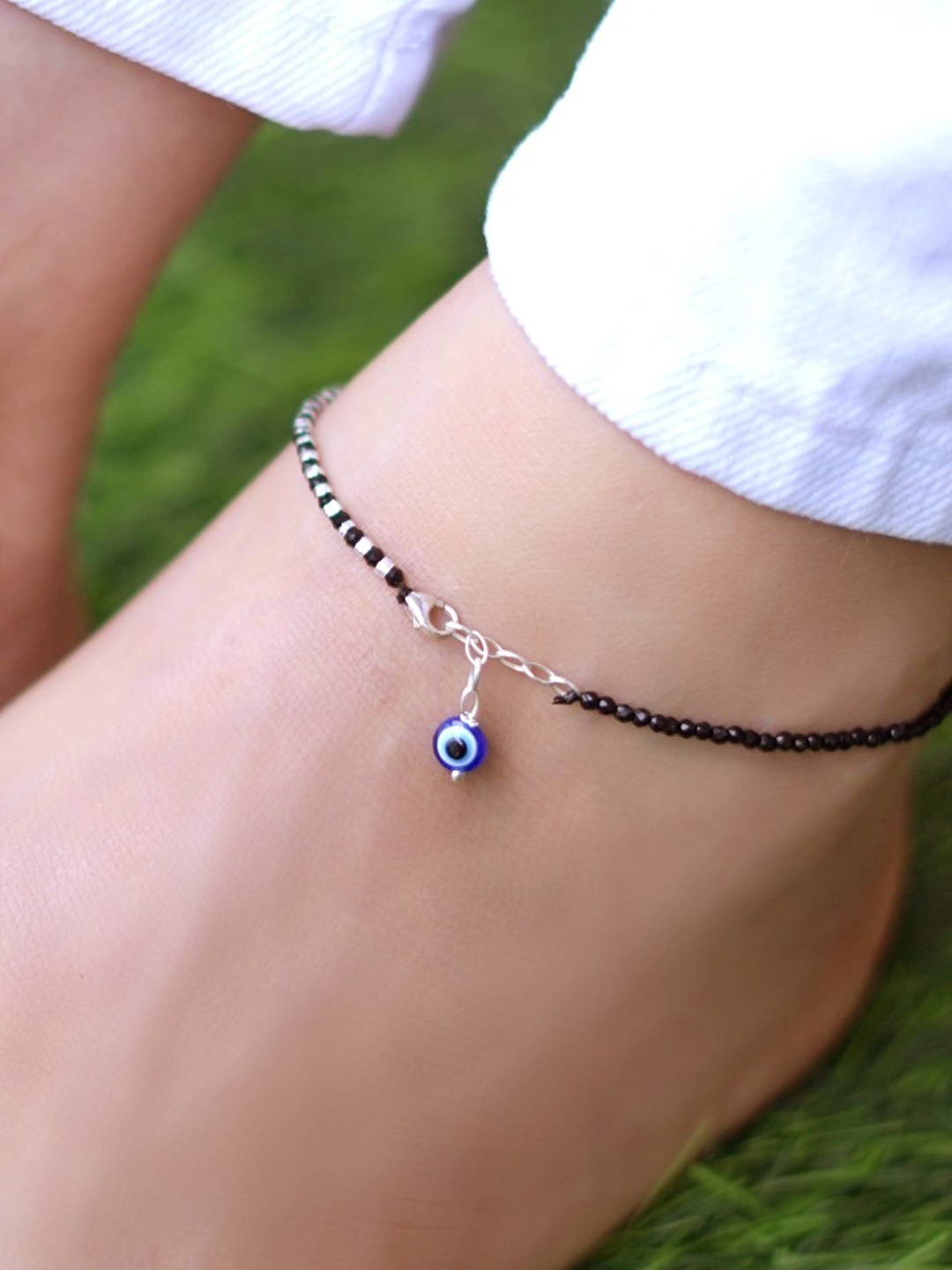 

Zavya Silver-Plated Evil Eye Beaded Anklet