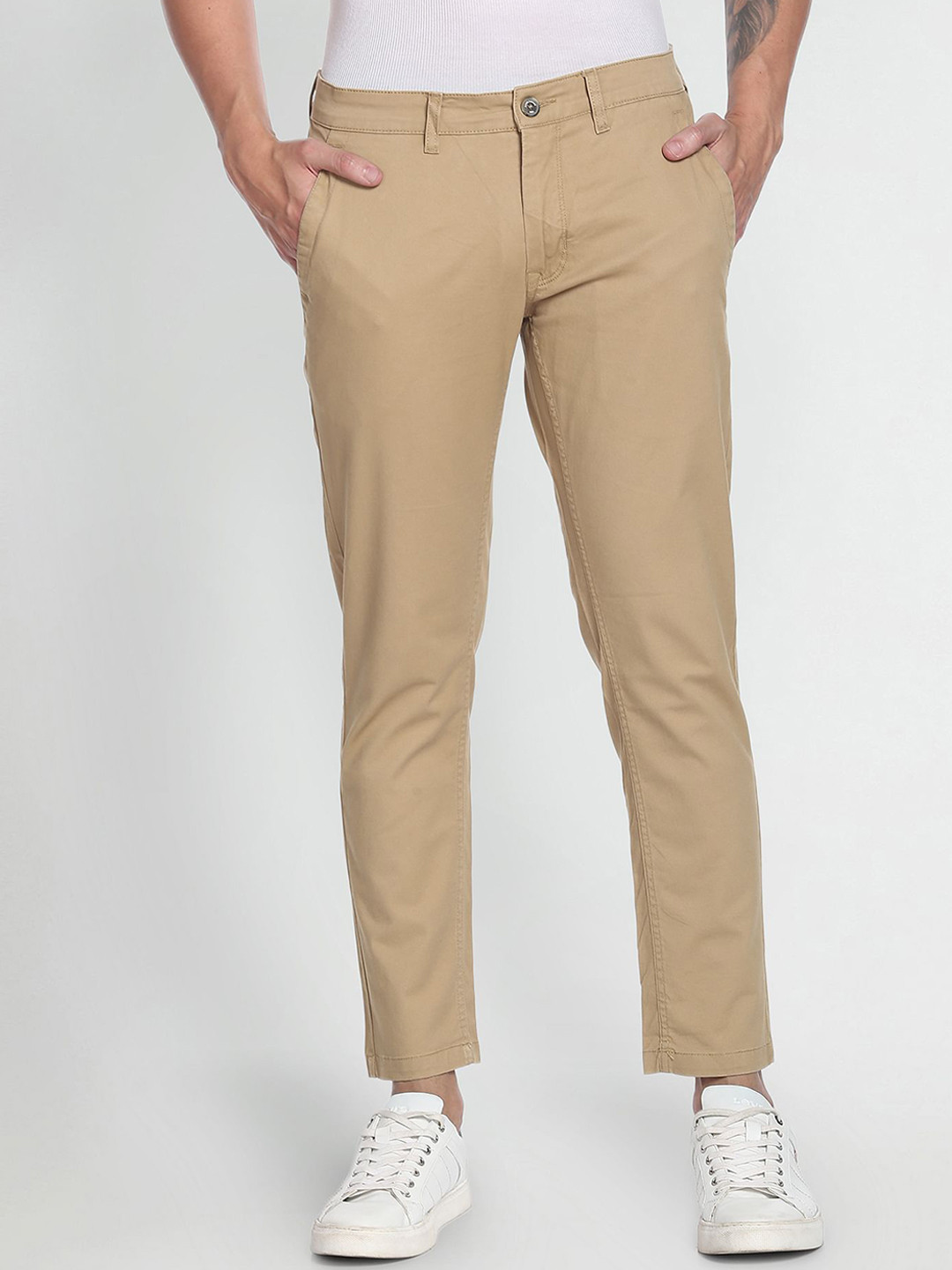 

Flying Machine Super Slim Fit Cross Pocket Chinos, Brown