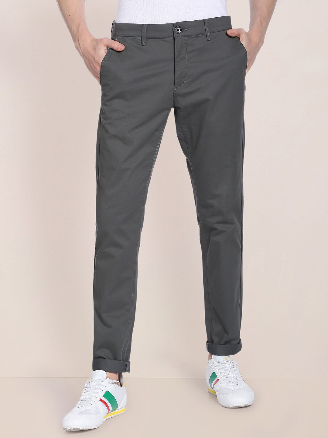 

U.S. Polo Assn. Men Regular Fit Casual Trousers, Grey