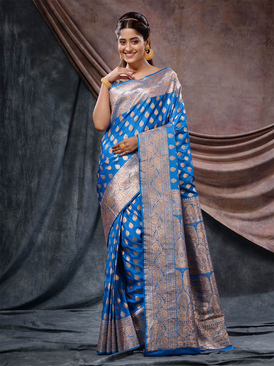 

Charukriti Ethnic Motif Woven Design Zari Banarasi Saree, Blue