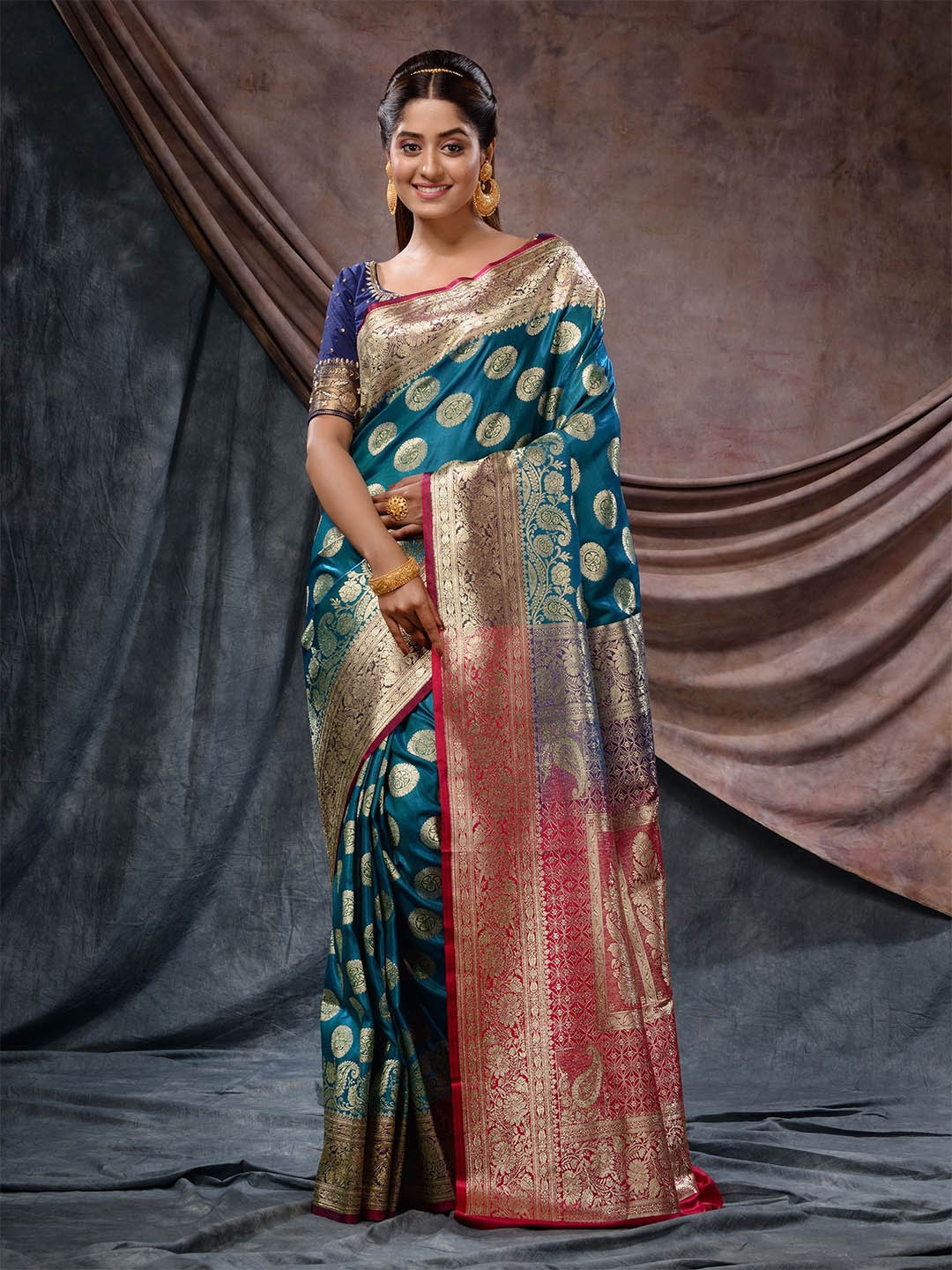 

Charukriti Ethnic Motif Woven Design Zari Banarasi Saree, Blue