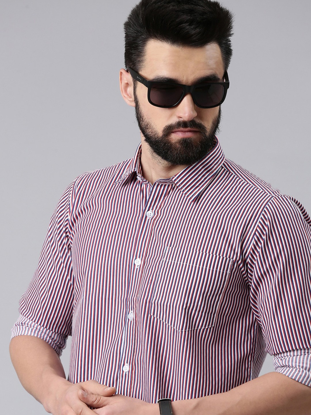 

Kryptic Vertical Striped Casual Shirt, White
