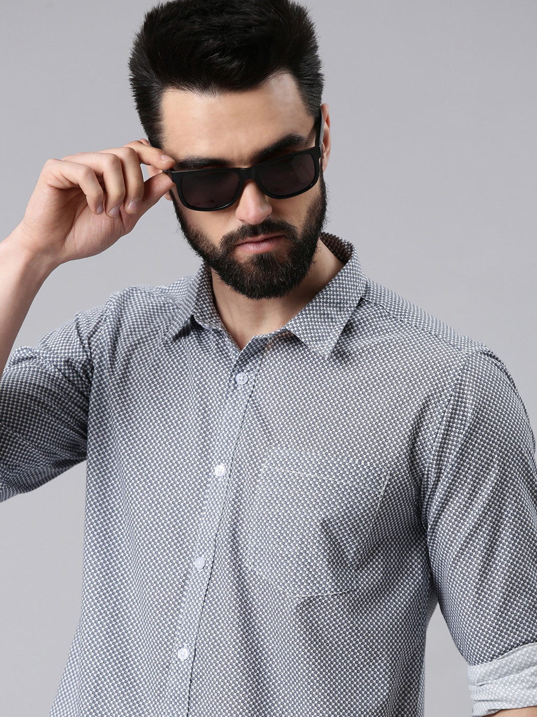 

Kryptic Micro Ditsy Printed Casual Shirt, White