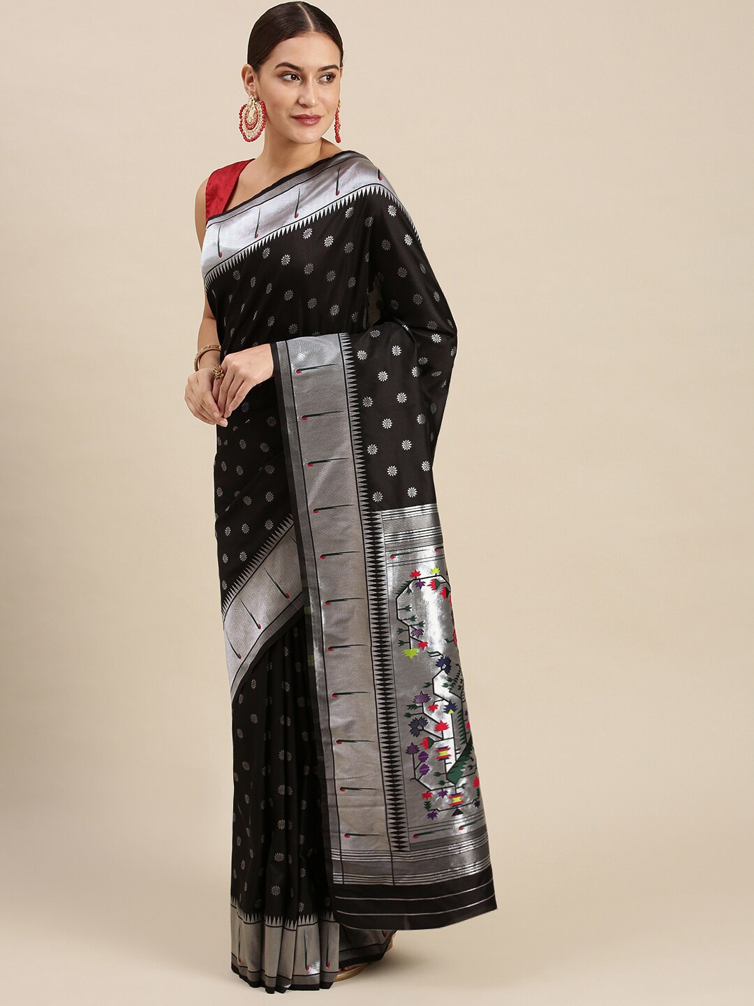 

Royal Rajgharana Saree Ethnic Motifs Woven Design Zari Banarasi Sarees, Black