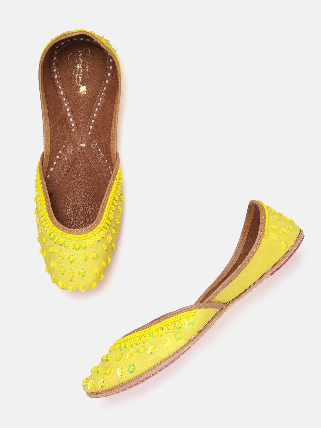 

Sangria Women Embellished Ethnic Mojaris, Yellow