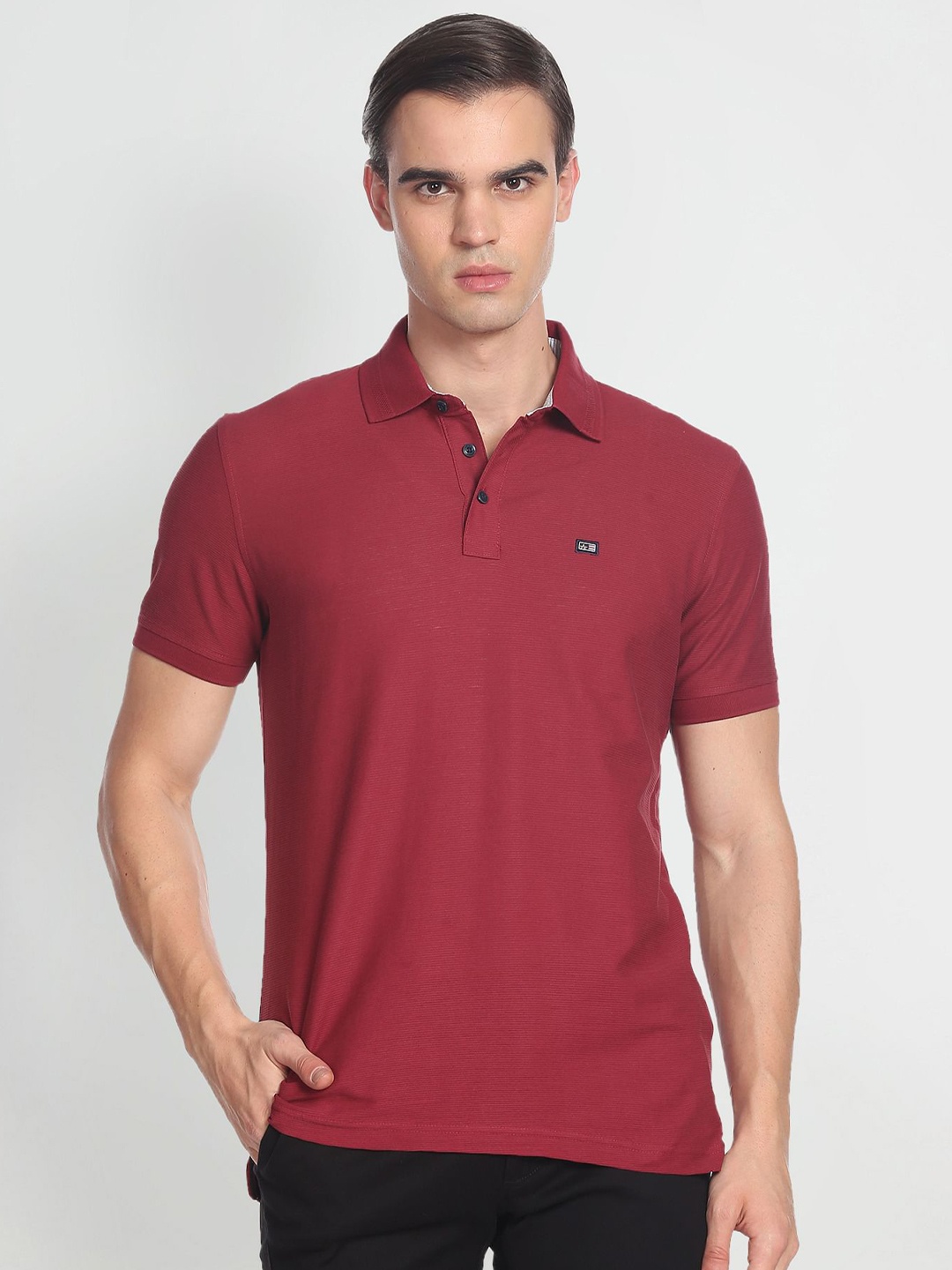 

Arrow Sport Pique Short Sleeve Polo Collar Pure Cotton T-shirt, Red
