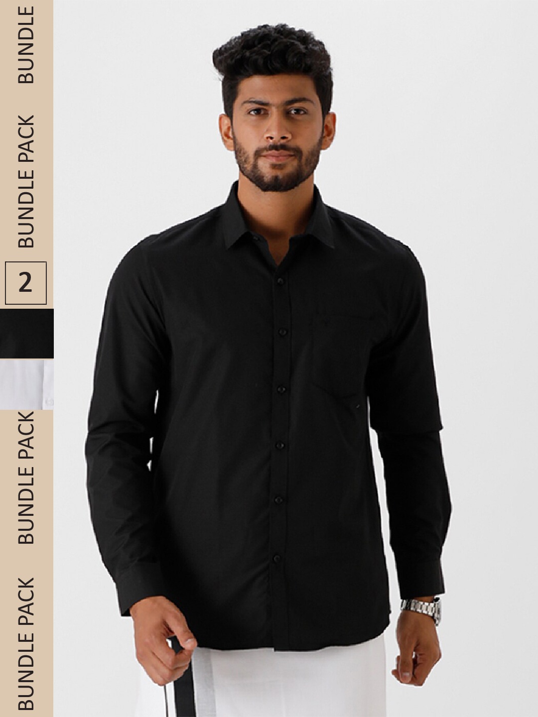 

Ramraj Pack Of 2 Classic Casual Shirt, Black