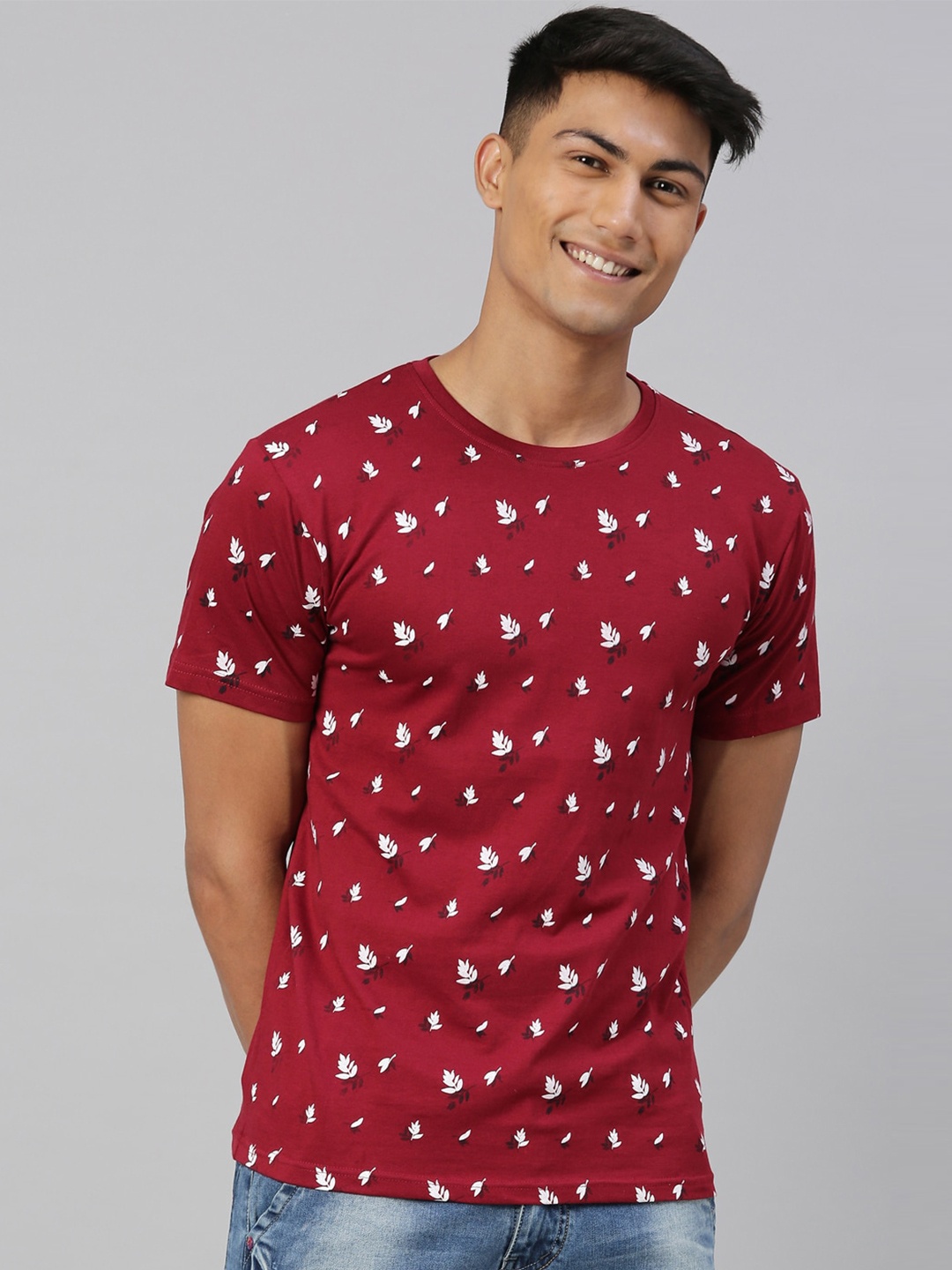 

Kryptic Conversational Printed Cotton T-shirt, Maroon