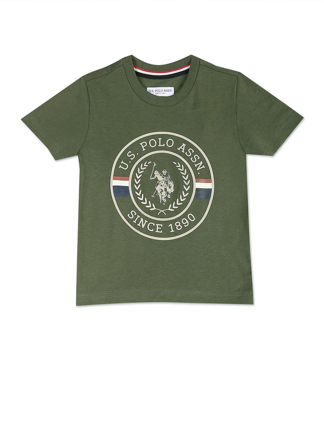 

U.S. Polo Assn. Kids Boys Typography Printed Pure Cotton T-shirt, Green