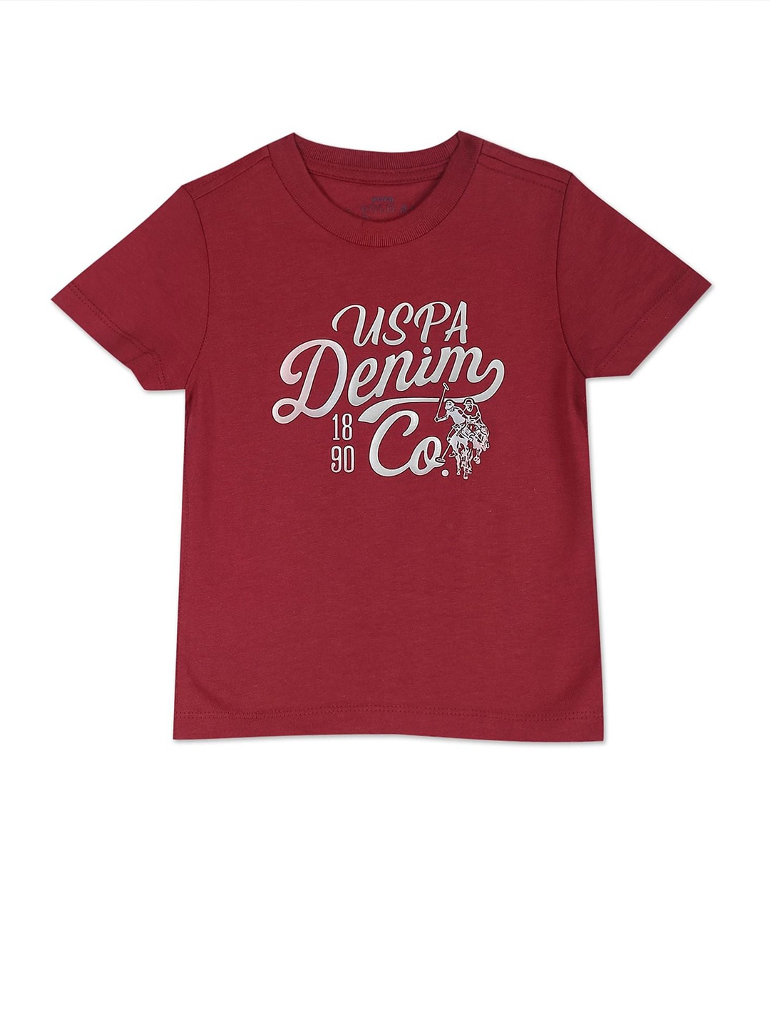 

U.S. Polo Assn. Kids Boys Typography Printed Pure Cotton T-shirt, Red