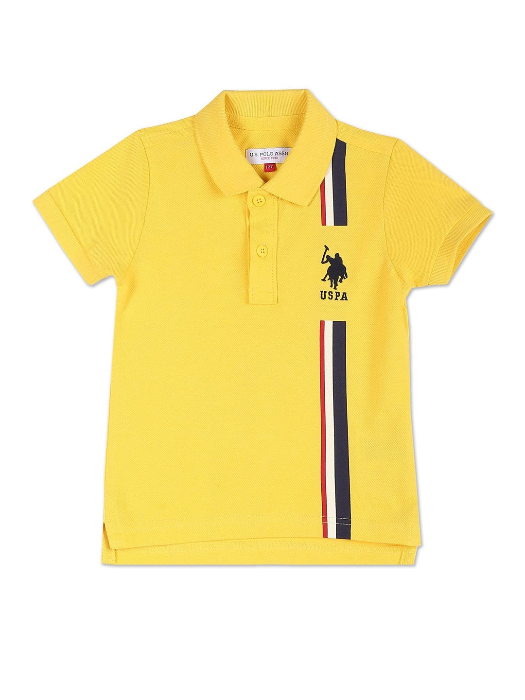 

U.S. Polo Assn. Kids Boys Striped Polo Collar Pure Cotton T-shirt, Yellow