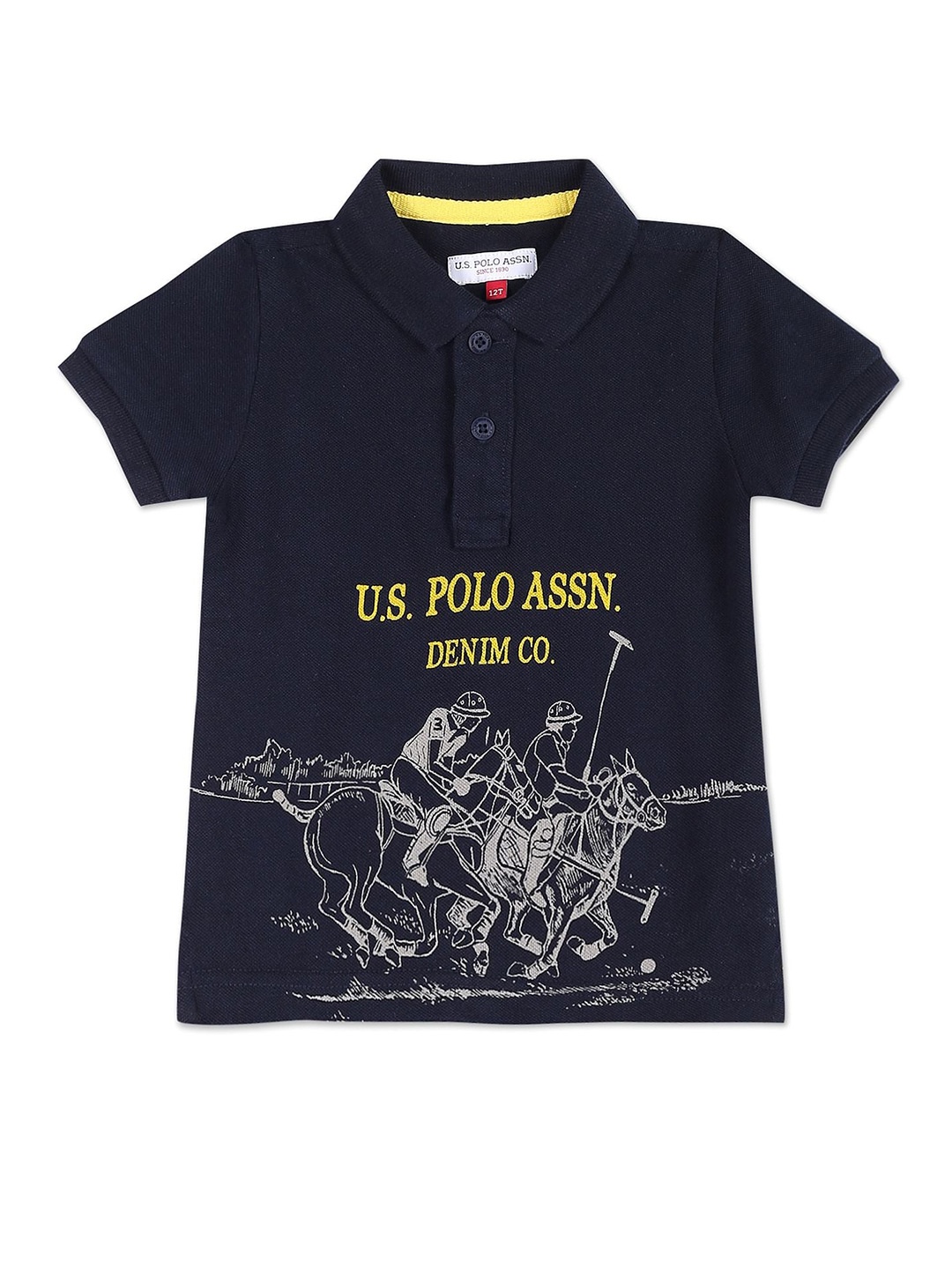 

U.S. Polo Assn. Kids Boys Graphic Printed Pure Cotton Polo Collar T-shirt, Navy blue