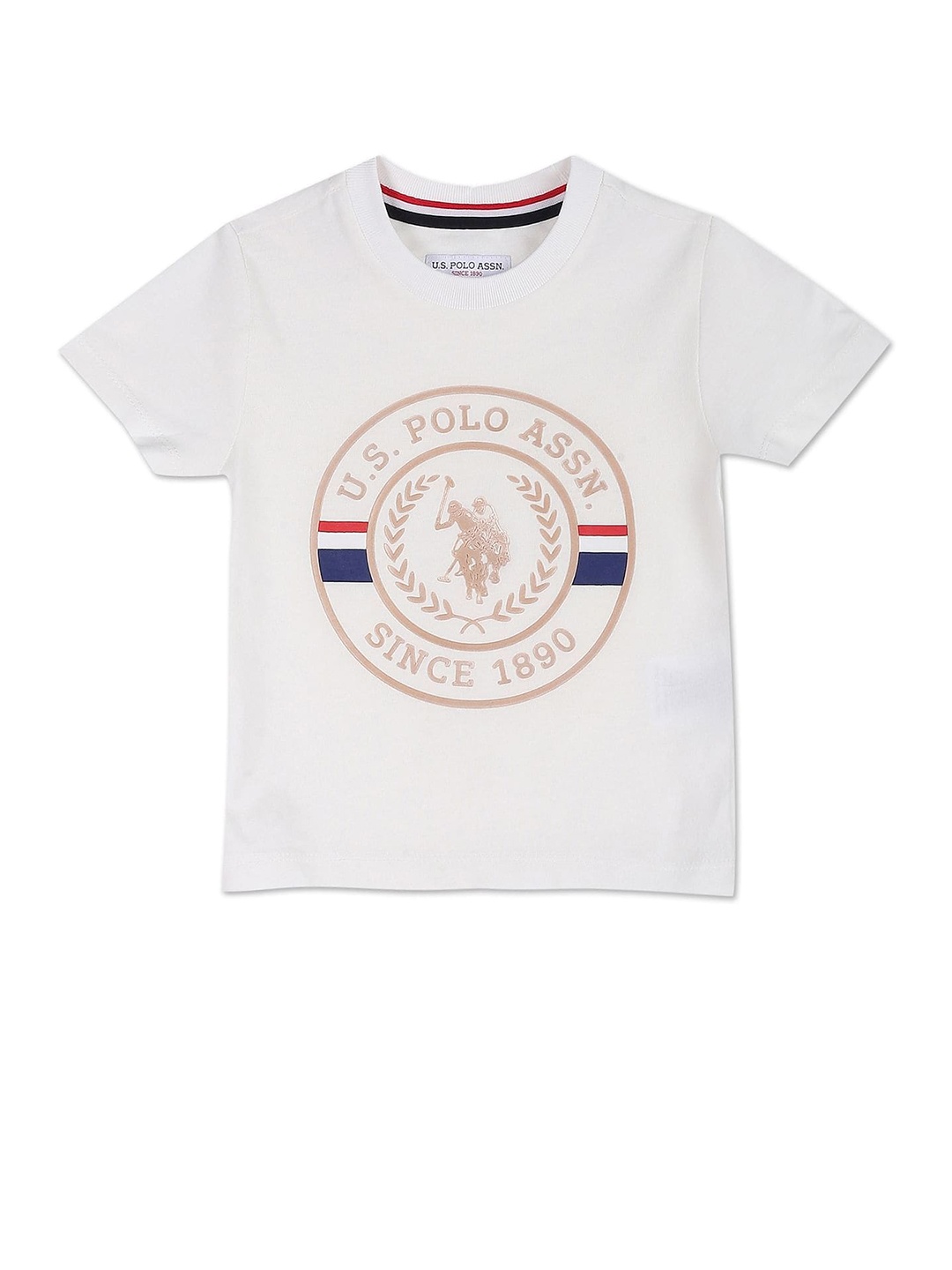 

U.S. Polo Assn. Kids Boys Typography Printed Pure Cotton T-shirt, White