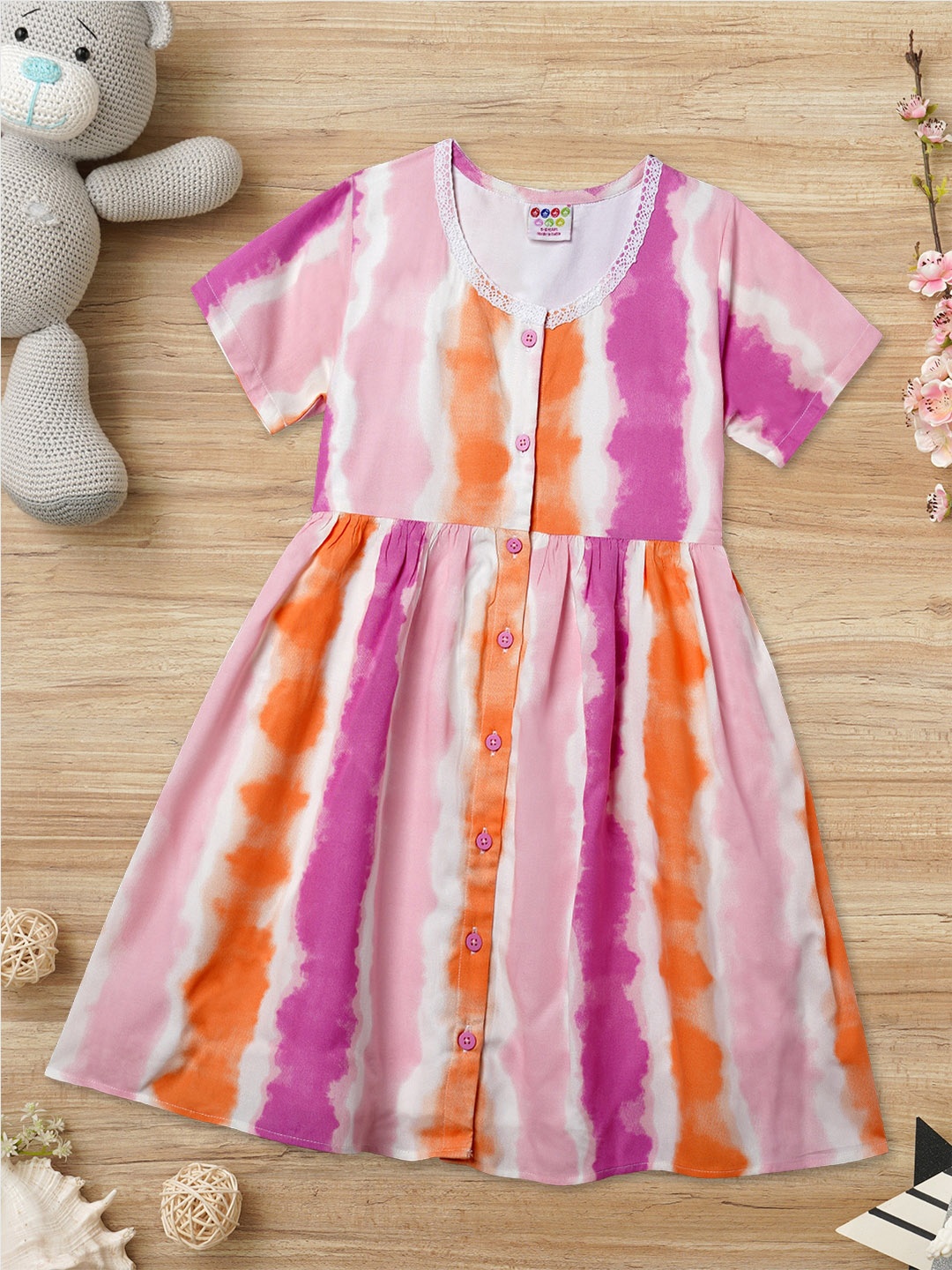 

ZION Girls Dyed Shirt Style Dress, Coral