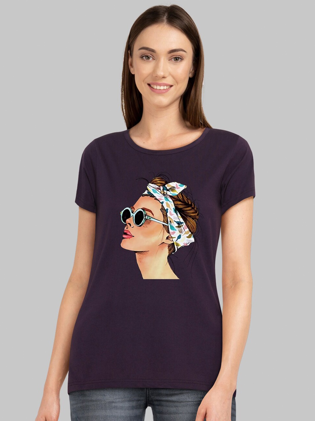

CHOZI Graphic Printed Cotton Bio Finish T-shirt, Purple