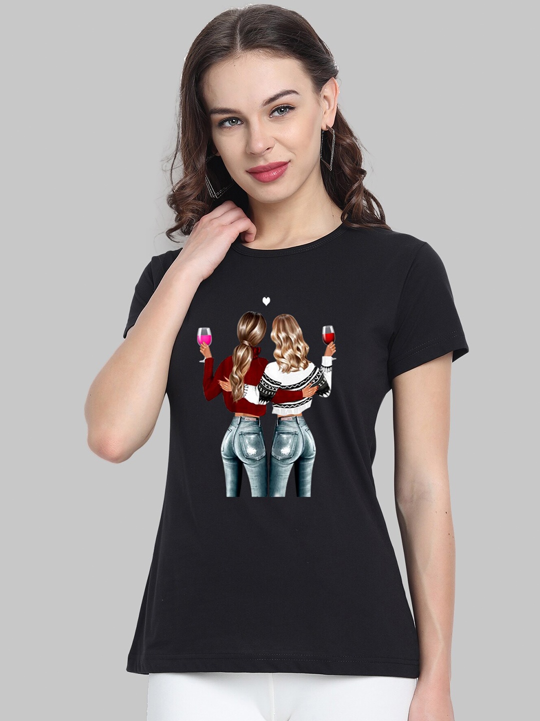 

CHOZI Graphic Printed Bio Finish Cotton Slim Fit T-shirt, Black