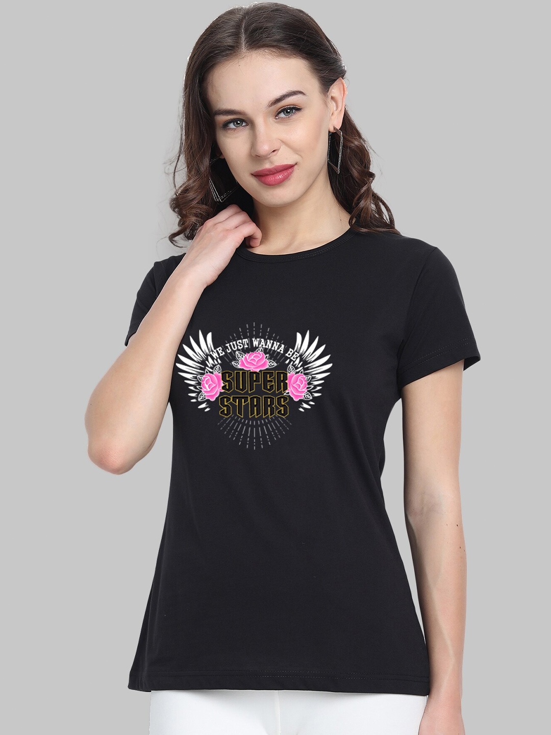 

CHOZI Graphic Printed Cotton T-shirt, Black