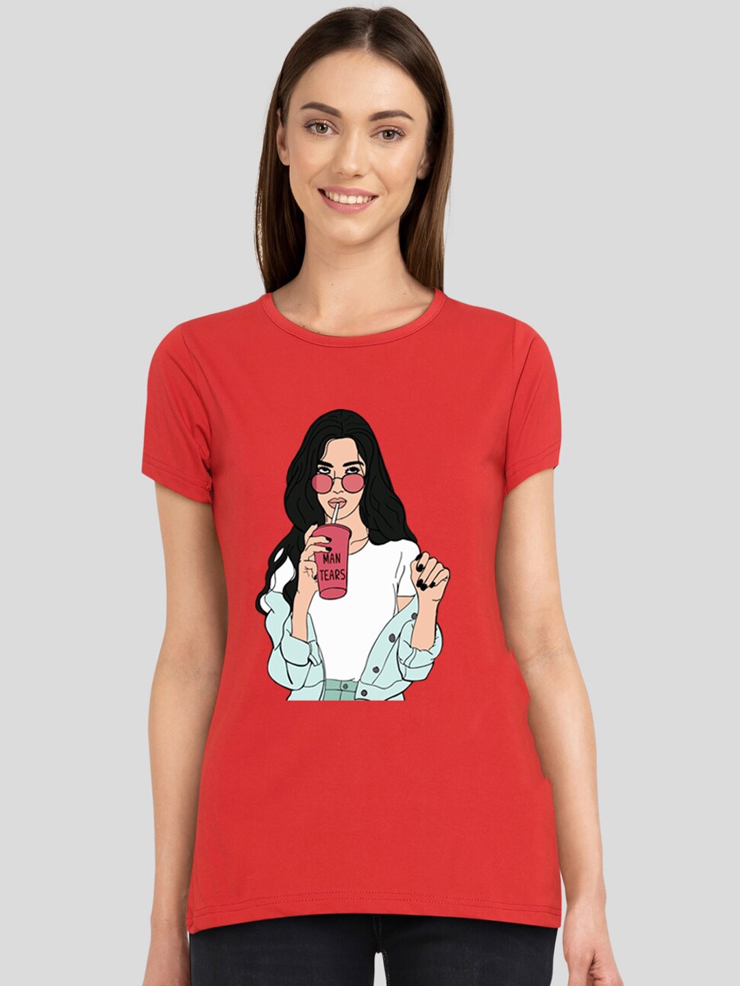 

CHOZI Graphic Printed Cotton Bio Finish T-shirt, Red